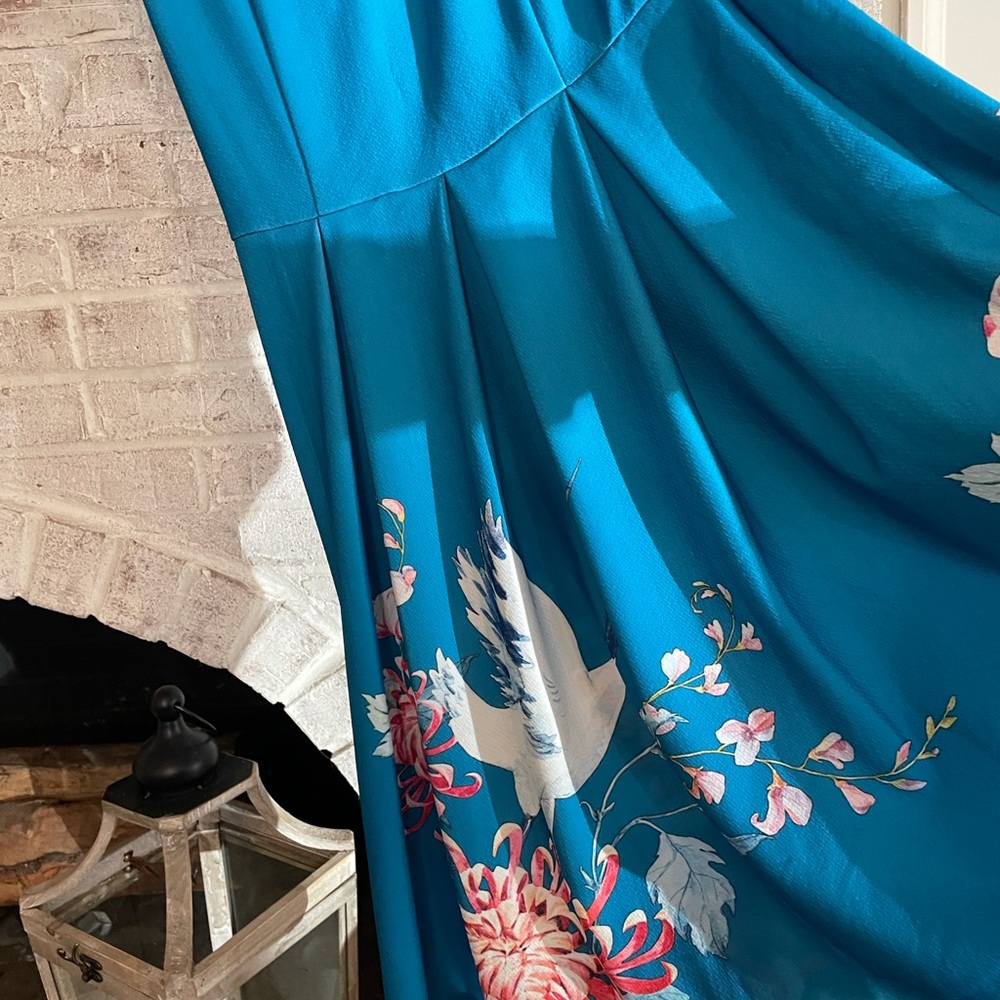 Blue floral dress with designs